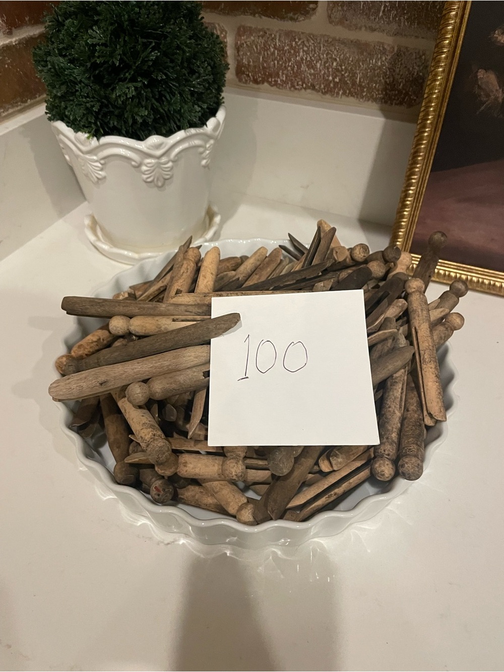 Lot of Vintage Wooden Clothespins - Natural Wood